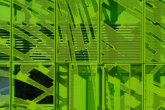 <b>VERT</b> | Vue de détail de la façade de l'immeuble EuroNews (Lyon, quartier de la Confluence)